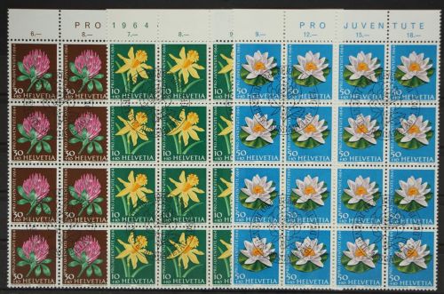 Schweiz Sechszehnerbögen 804, 806-807 gestempelt Blumen #GC642