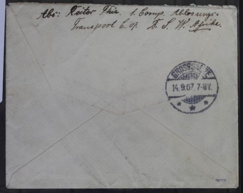 Deutsche Seepost 1.Wk Linie Hamburg Westafrika XXXXI Swakomund Feldpost #BB448