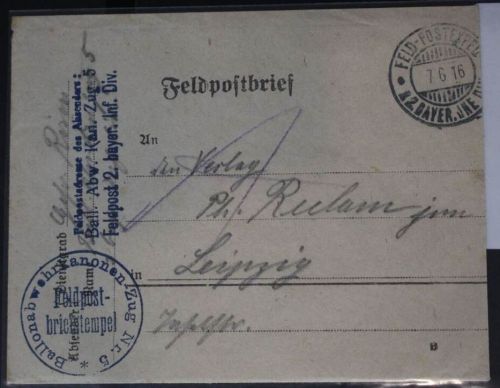 Feldpostbrief Stempel "Ballonabwehrkanonen-Zug Nr.5" #BC060