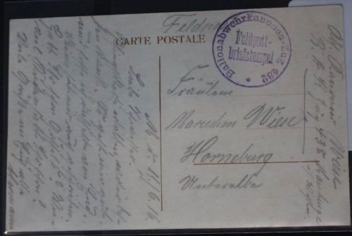 Feldpostkarte Stempel „Ballonabwehrkanonen-Zug 43" #BC050