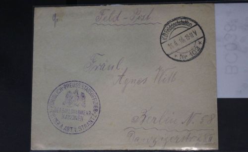 Feldpostbrief Stempel "Königlich-Preuss. Stabsoffizir ABT v. Strantz" #BC038