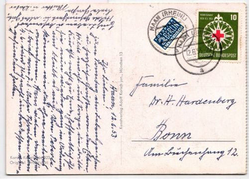 BRD 164 auf Postkarte als Einzelfrankatur portogerecht #BD083