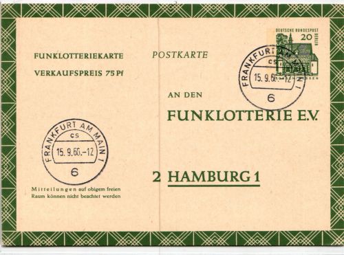 Berlin FP8 als Ganzsache gestempelt Frankfurt, 15.9.66 #BC896