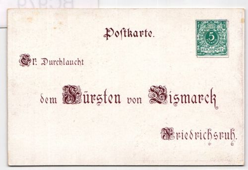 Deutsches Reich PP9/C3-01 als Ganzsache 80. Geburtstag Fürst Bismarck #BC979