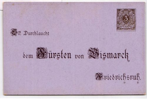 Deutsches Reich PP8/C1-05 als Ganzsache 80. Geburtstag Fürst Bismarck #BC989