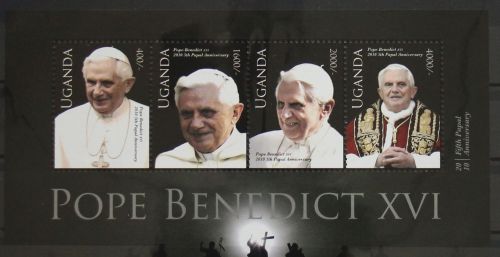 Uganada 2744-2747 postfrisch als Kleinbogen, Papst Benedikt XVI #GH038