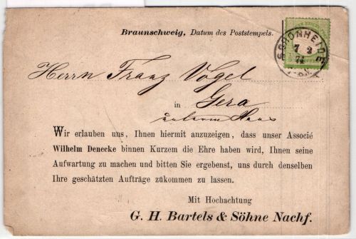 Deutsches Reich 17 auf Postkarte portogerechte Drucksache #BD134