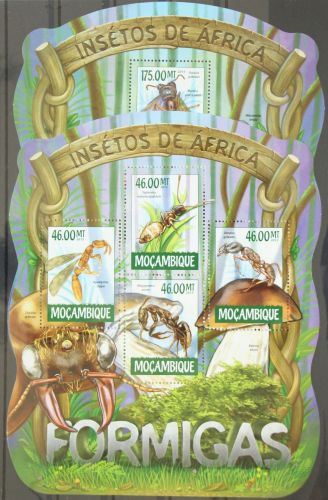 Mosambik 7844-7847 und Block 1009 postfrisch Kleinbogen / Ameisen #GG167