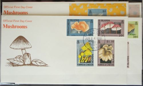 Turks und Caicos Inseln 1009-1015, Block 105 und 106 gestempelt als FDC #GG226