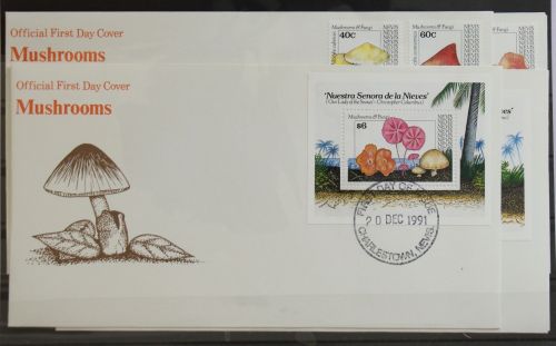 Nevis 637-644 und Block 38 und 39 gestempelt als FDC / Pilze #GG361