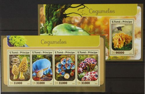 Sao Tome e Principe 6821-6824, Block 1214 postfrisch Kleinbogen / Pilze #GH429