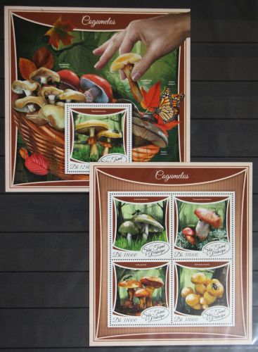 Sao Tome e Principe 7418-7421, Block 1332 postfrisch Kleinbogen / Pilze #GH433