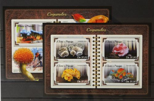 Sao Tome e Principe 7613-7616, Block 1371 postfrisch Kleinbogen / Pilze #GH435