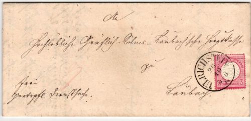 Deutsches Reich 25 auf Brief nachverwendeter T&T Stempel #GU673