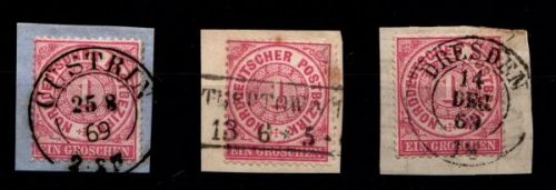 Norddeutscher Bund 16 (3x) gestempelt Stempellot Güstrin u.a. #GU765