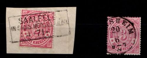 Norddeutscher Bund 21 (2x) gestempelt Stempellot Saalfeld u.a. #GU808