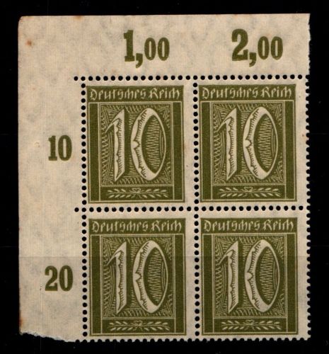 Deutsches Reich 159POR postfrisch 4er Block Eckrand oben links #GS726