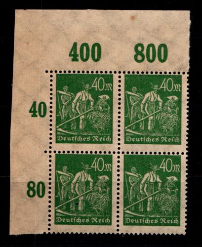 Deutsches Reich 244POR postfrisch Eckrand 4er Block oben links #GS813
