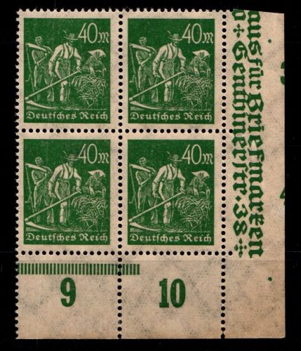 Deutsches Reich 244POR postfrisch Eckrand 4er Block unten rechts #GS815