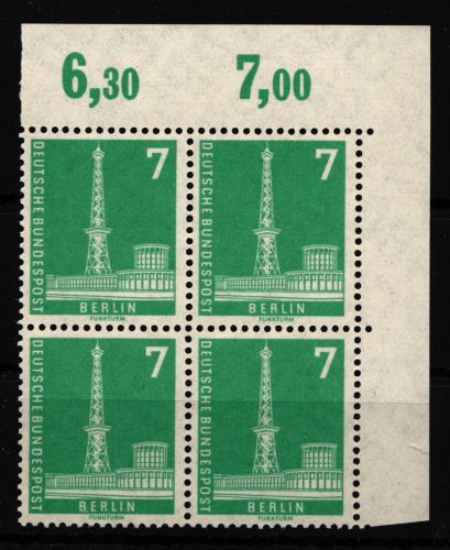 Berlin 135wv postfrisch als Eckrand 4er Einheit #GO930