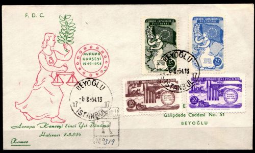 Türkei 1391-1394 gestempelt auf Ersttagsbrief FDC Cept Vorläufer #GZ641