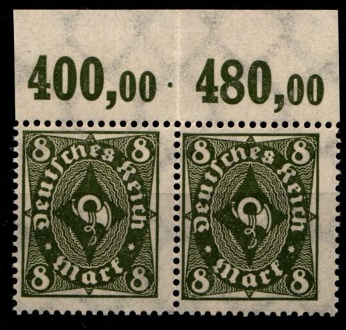 Deutsches Reich 229P OR postfrisch waagerechtes Paar, mittig gefaltet #HA014
