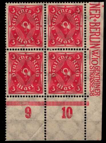 Deutsches Reich 225 postfrisch 4er Block vom Eckrand #HA034
