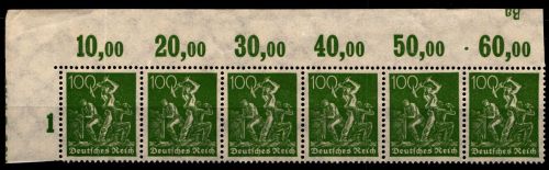 Deutsches Reich 187aP OR postfrisch 6er Streifen mit DZ Ba #GX945