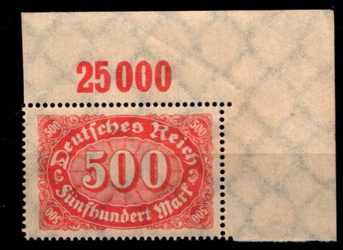 Deutsches Reich 251P OR postfrisch vom Eckrand #HA433