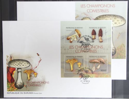 Burundi 2738-2741 und Block 272 gestempelt als FDC / Pilze #GG757