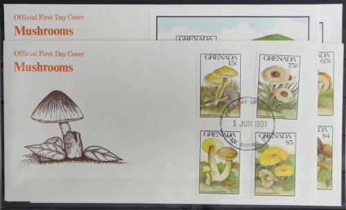 Grenada 2268-2275 und Block 283 und 284 gestempelt als FDC / Pilze #GG804