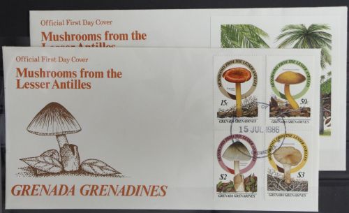 Grenada Grenadinen 771-774 und Block 111 gestempelt als FDC / Pilze #GG810
