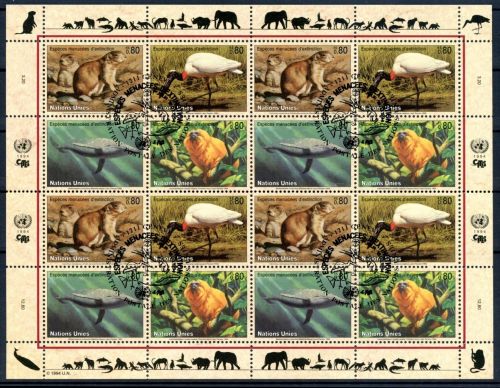 UNO Genf ZD-Bogen 245-248 gefährdete Tierarten Ersttagssonderstempel #GU413