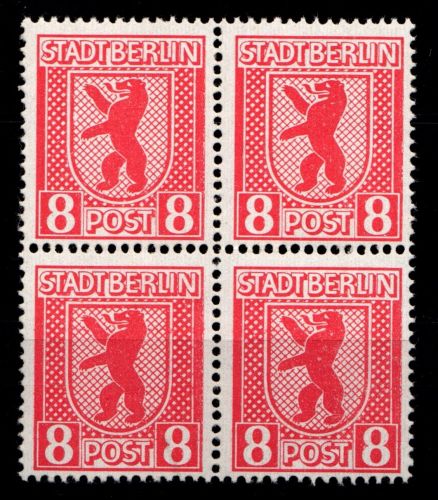 SBZ 3 A uy postfrisch Typenprüfung, 4er Block #HI204
