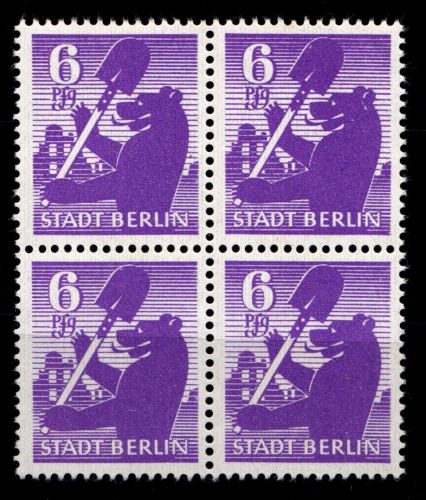 SBZ 2 A uy postfrisch Typenprüfung, 4er Block #HI110