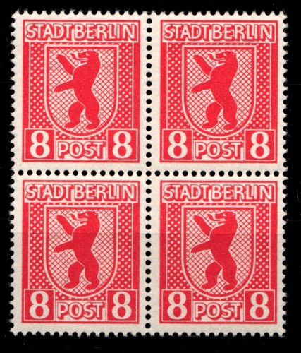 SBZ 3 A ux postfrisch Typenprüfung, 4er Block #HI183