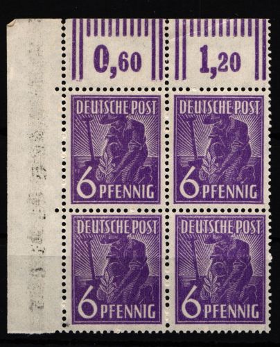 Alliierte Besetzung 944W OR postfrisch 4er Block vom Eckrand #HH664