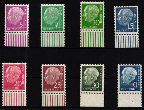 BRD Bund BRD 179y-260y UR postfrisch Heuss Lumogen mit Unterrand #HB764