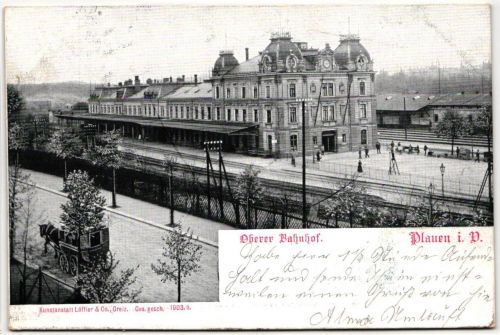 AK Plauen i. Vogtl. Oberer Bahnhof 1903 gebraucht #PM162