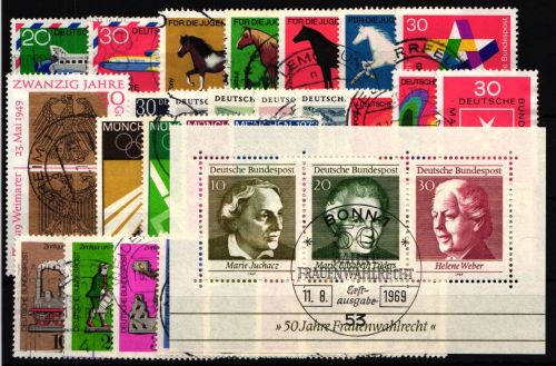 BRD Bund Jahrgang 1969 mit 576-611 gestempelt