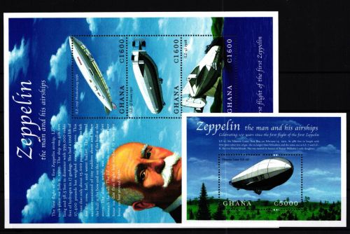 Ghana 3130-3132 und Block 394 postfrisch Kleinbogen / Zeppelin #GY626