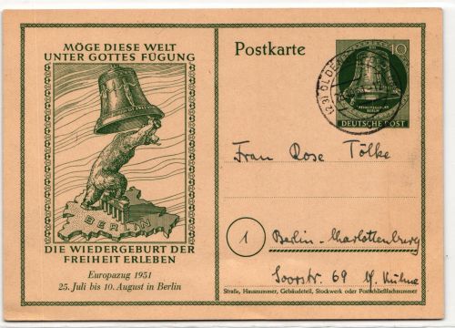 Berlin P25 als Ganzsache echt gelaufen mit Tagesstempel Oldenburg #HJ610