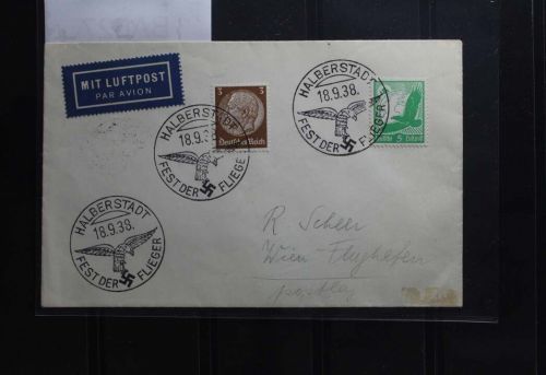 Deutsches Reich auf Brief als Mischfrankatur Luftpost mit Sonderstempel #BA627