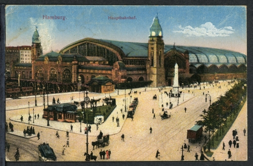 AK Hamburg Hauptbahnhof mit Bahnhofsvorplatz 1923 gebraucht #HD277