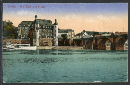 AK Koblenz Alte Burg an der Mosel, Balduinbrücke um 1920 gebraucht #HD279