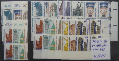 Berlin Lot SWK Nr. 793ff gestempelt drei kpl. 4er Block Sätze aus Ecken #HA998