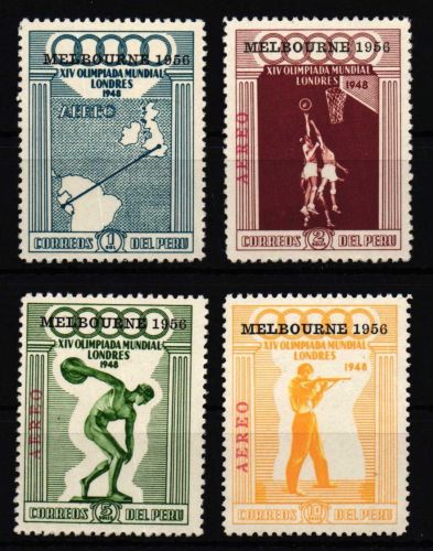 Peru 547-550 mit Falz Olympiade Melbourne 1956 #HR094