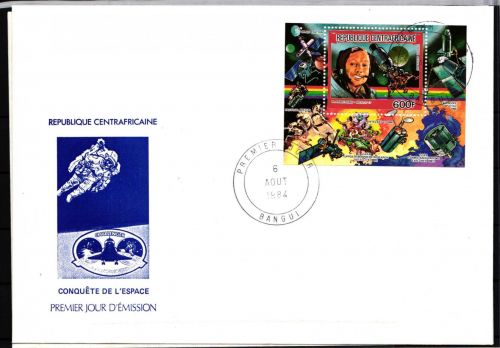 Zentralafrikanische Republik 1036-1041 und Block 283 gestempelt als FDC #HP249
