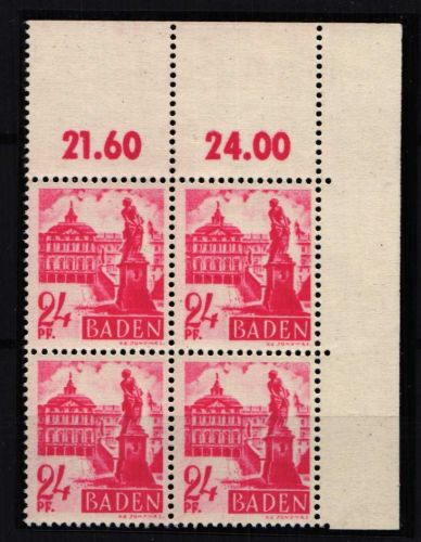 Fr. Zone Baden 8 G postfrisch Druck auf Gummiseite #HW618
