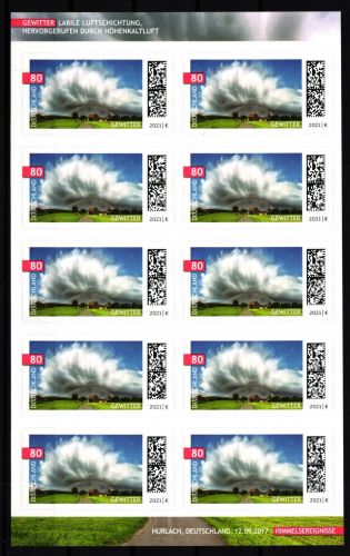 BRD Folienblatt 107 mit 3617 postfrisch als Kleinbogen, Gewitter #GL548